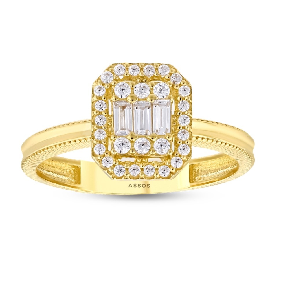 Altın Baget Taşlı Yüzük