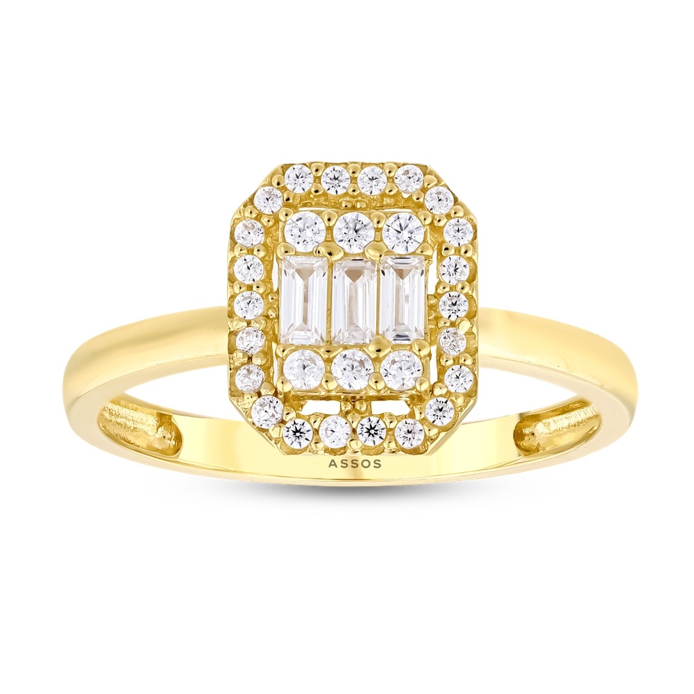 Altın Baget Taşlı Yüzük