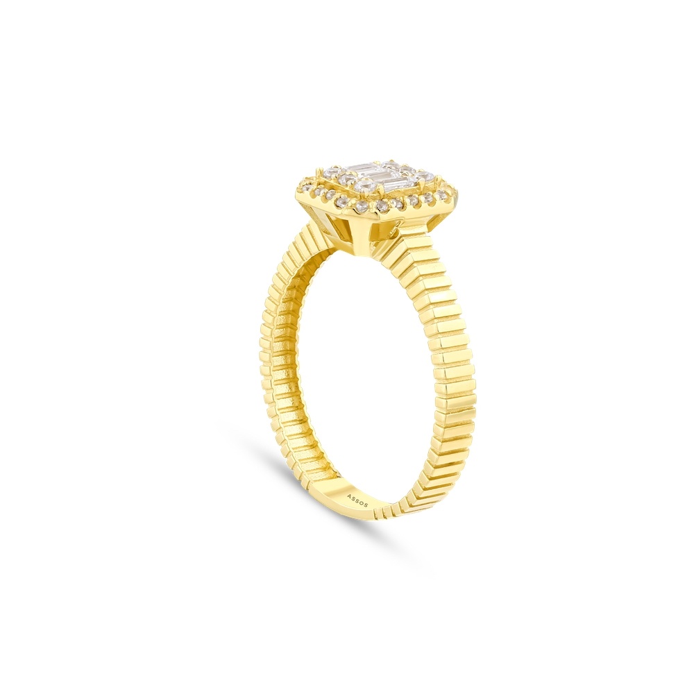 Altın Baget Taşlı Yüzük