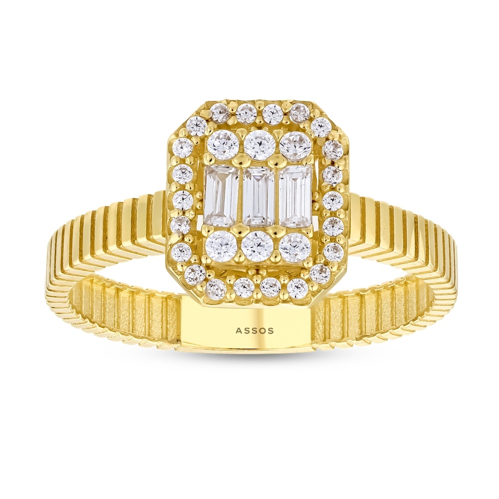 Altın Baget Taşlı Yüzük