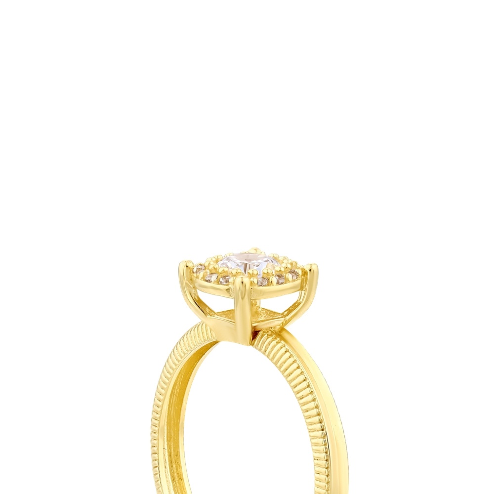 Altın Yuvarlak Tektaş Yüzük