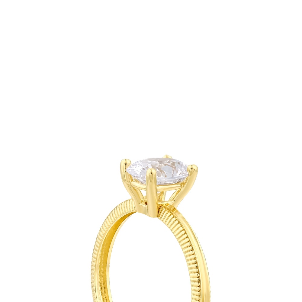 Altın Oval Tektaş Yüzük