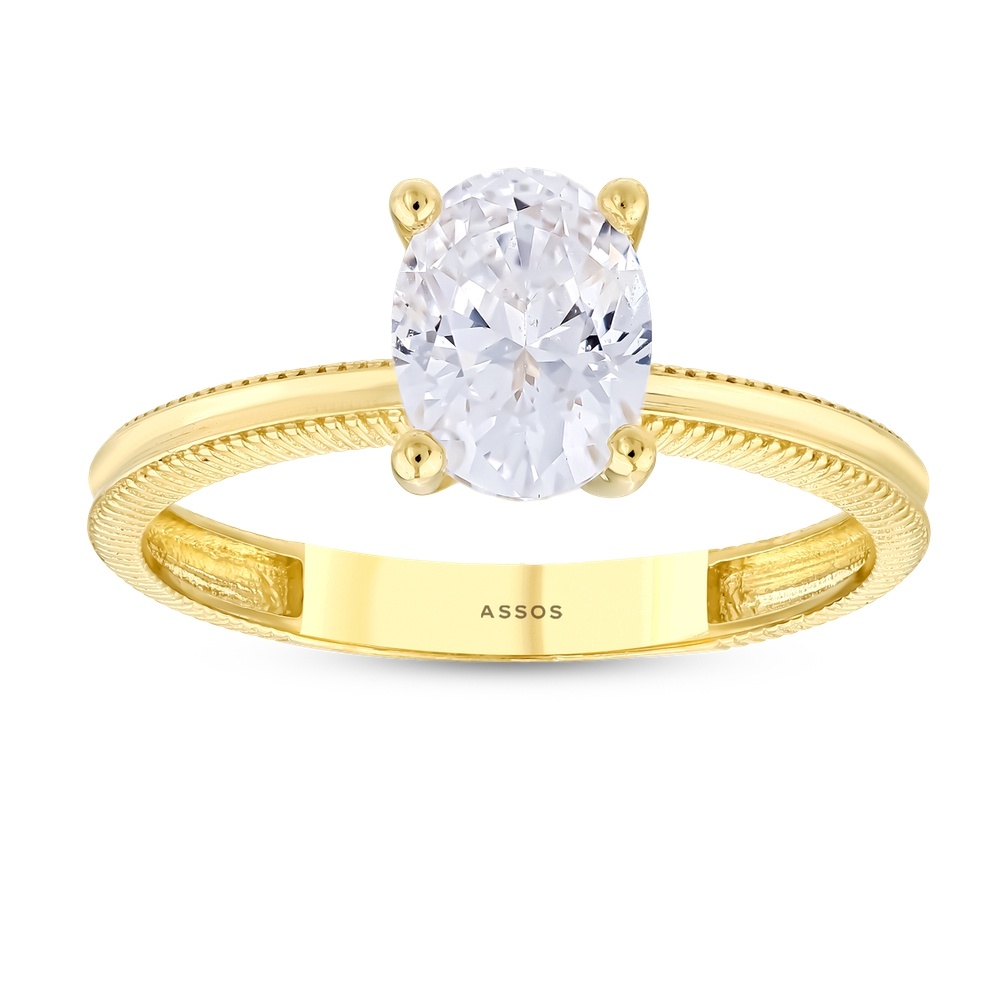 Altın Oval Tektaş Yüzük