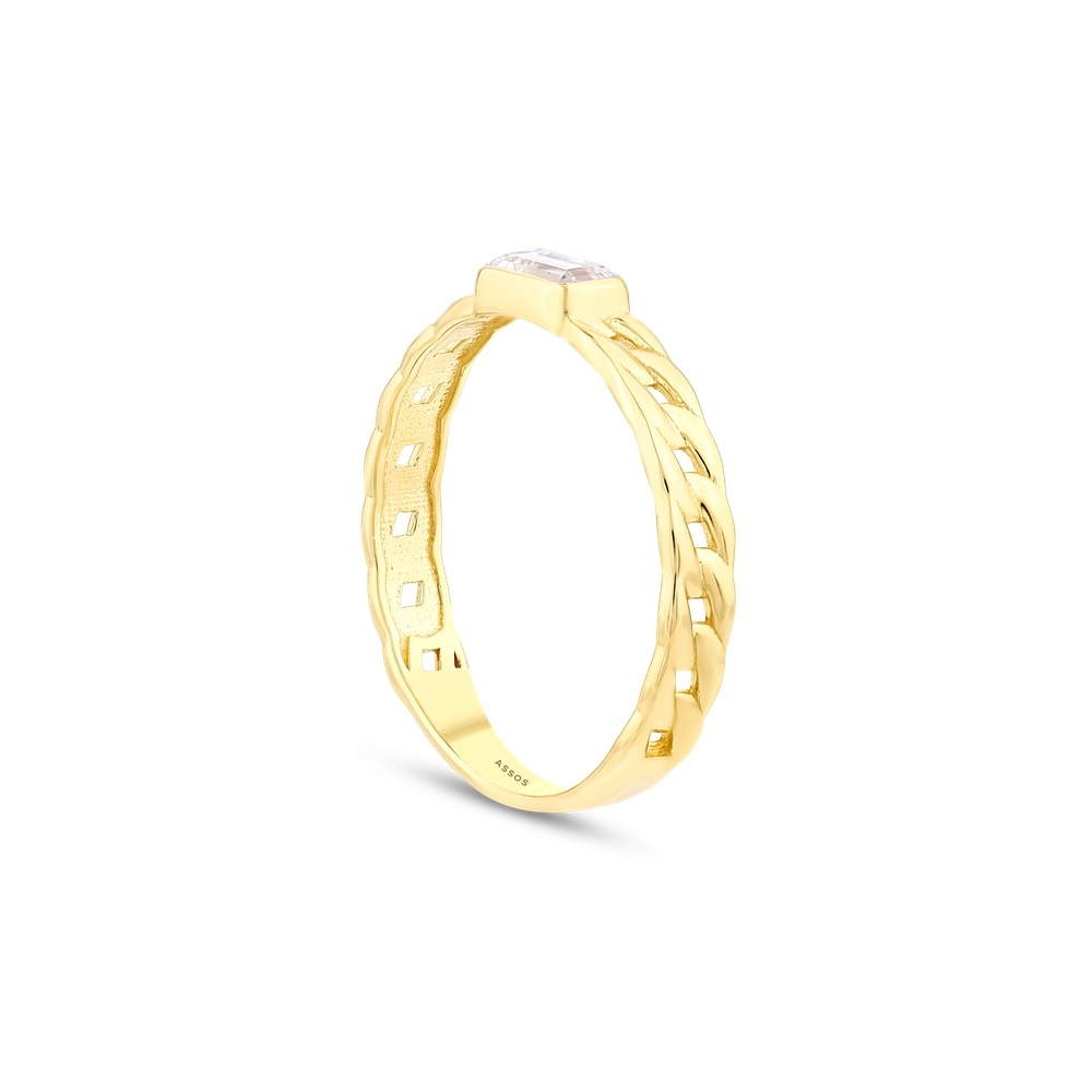 Altın Baget Taşlı Yüzük