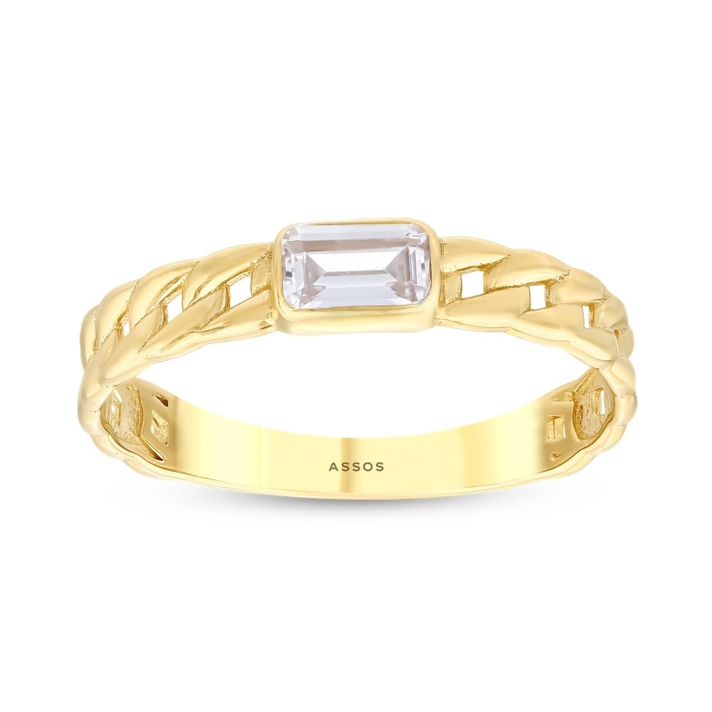 Altın Baget Taşlı Yüzük