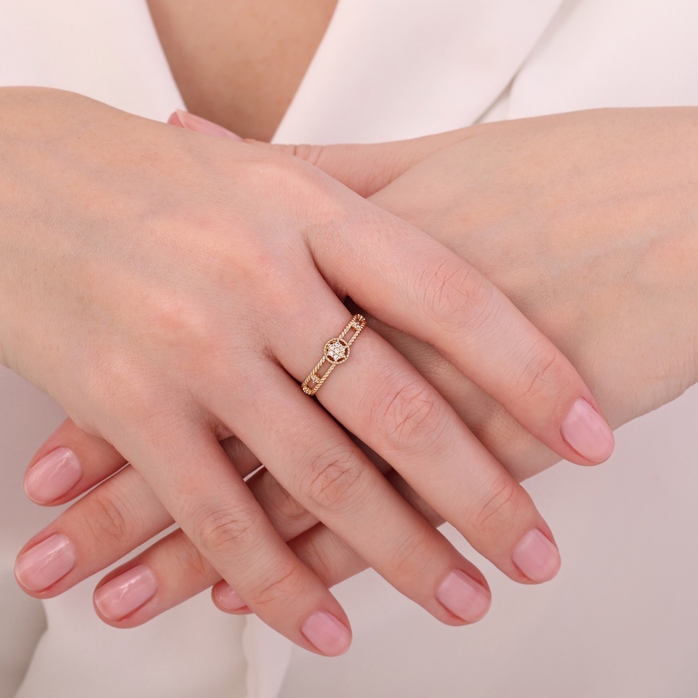 Altın Taşlı Tasarım Yüzük