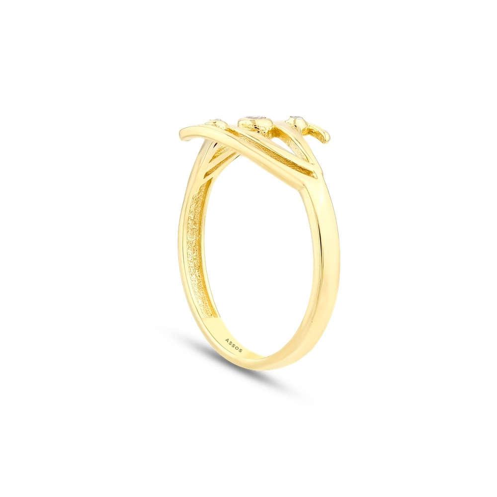 Altın Taşlı Tasarım Yüzük