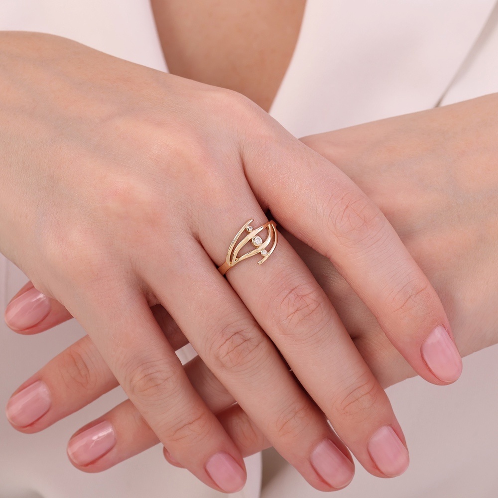 Altın Taşlı Tasarım Yüzük