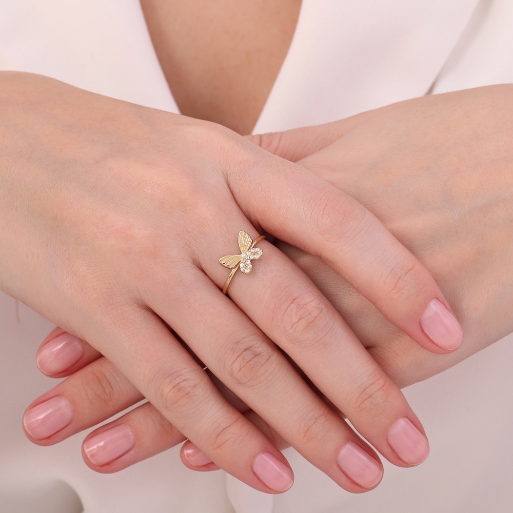Altın Taşlı Kelebek Yüzük