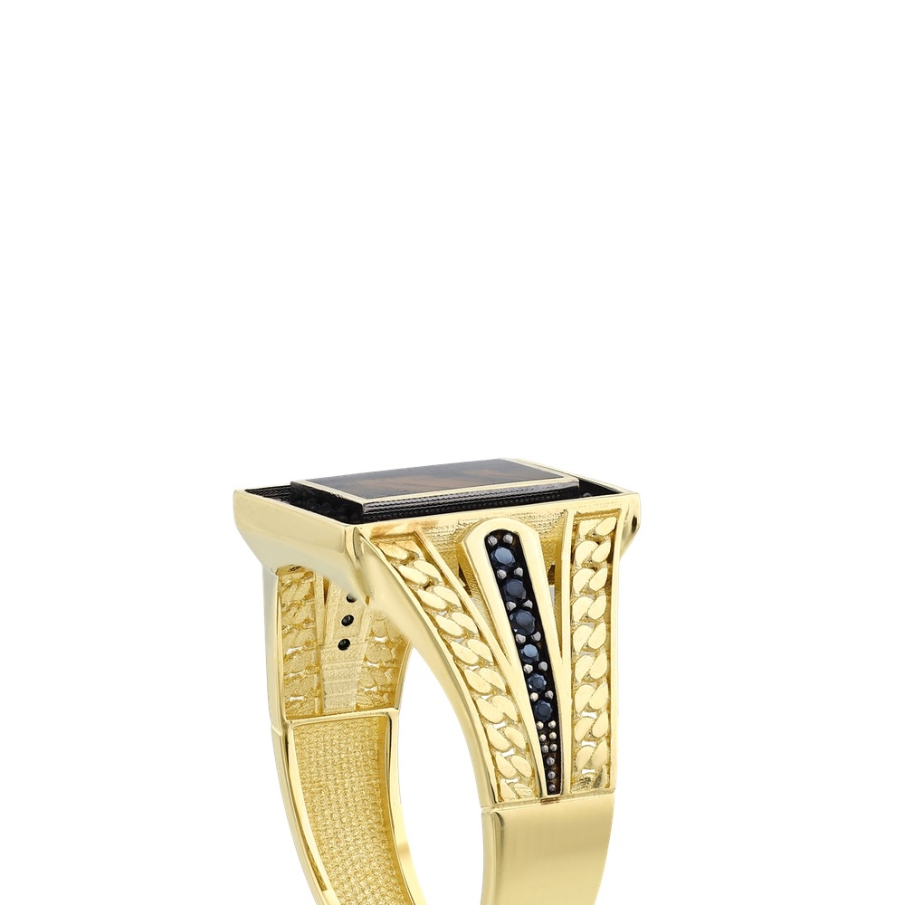 Altın Erkek Taşlı Yüzük