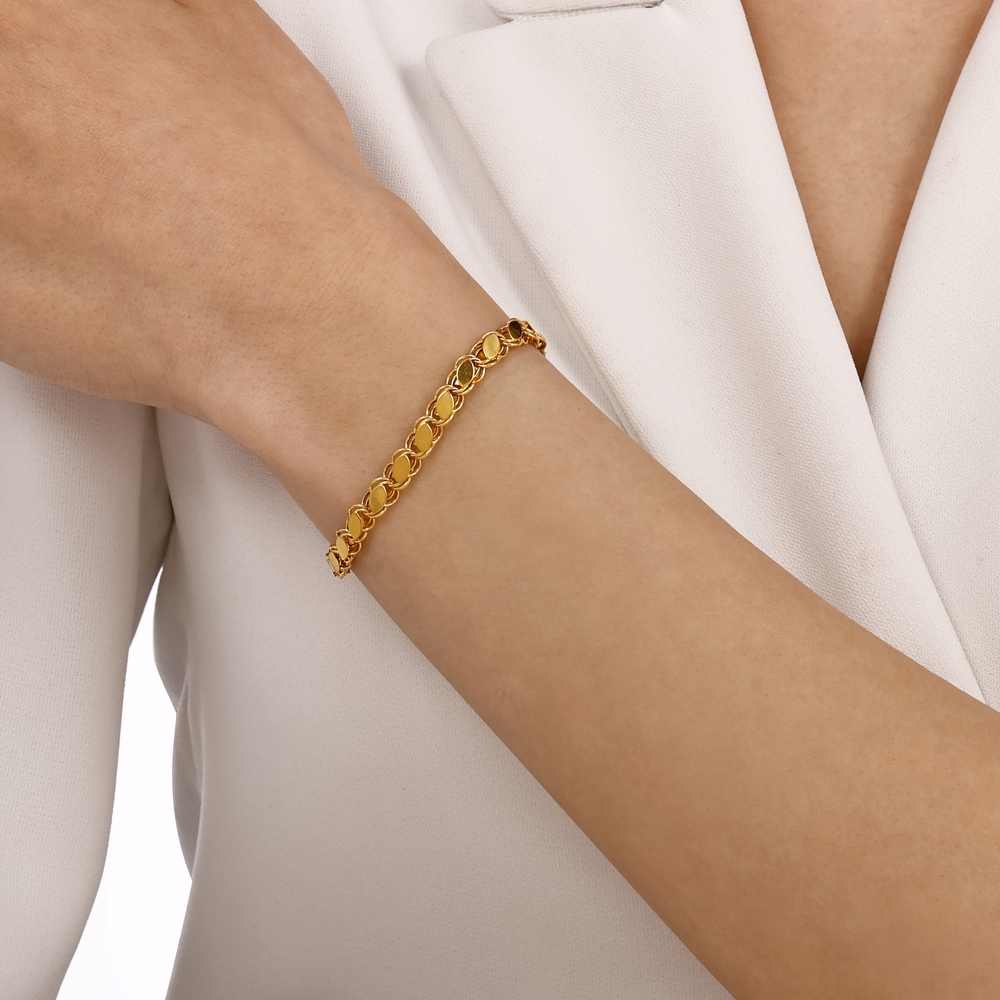 Altın Pullu Zincir Bileklik