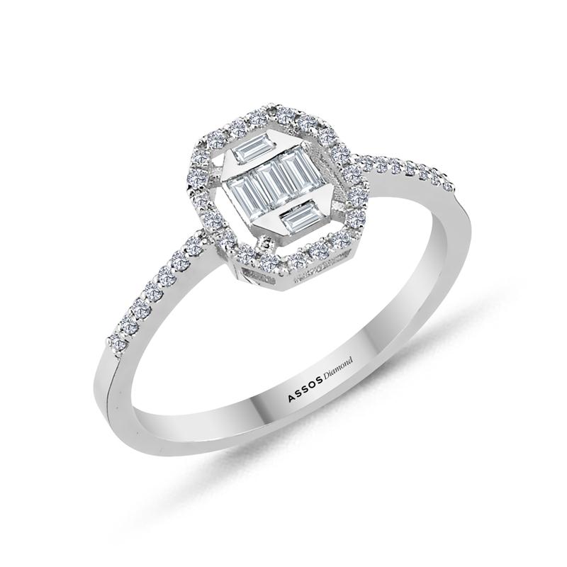 Pırlanta Baget Taşlı Yüzük