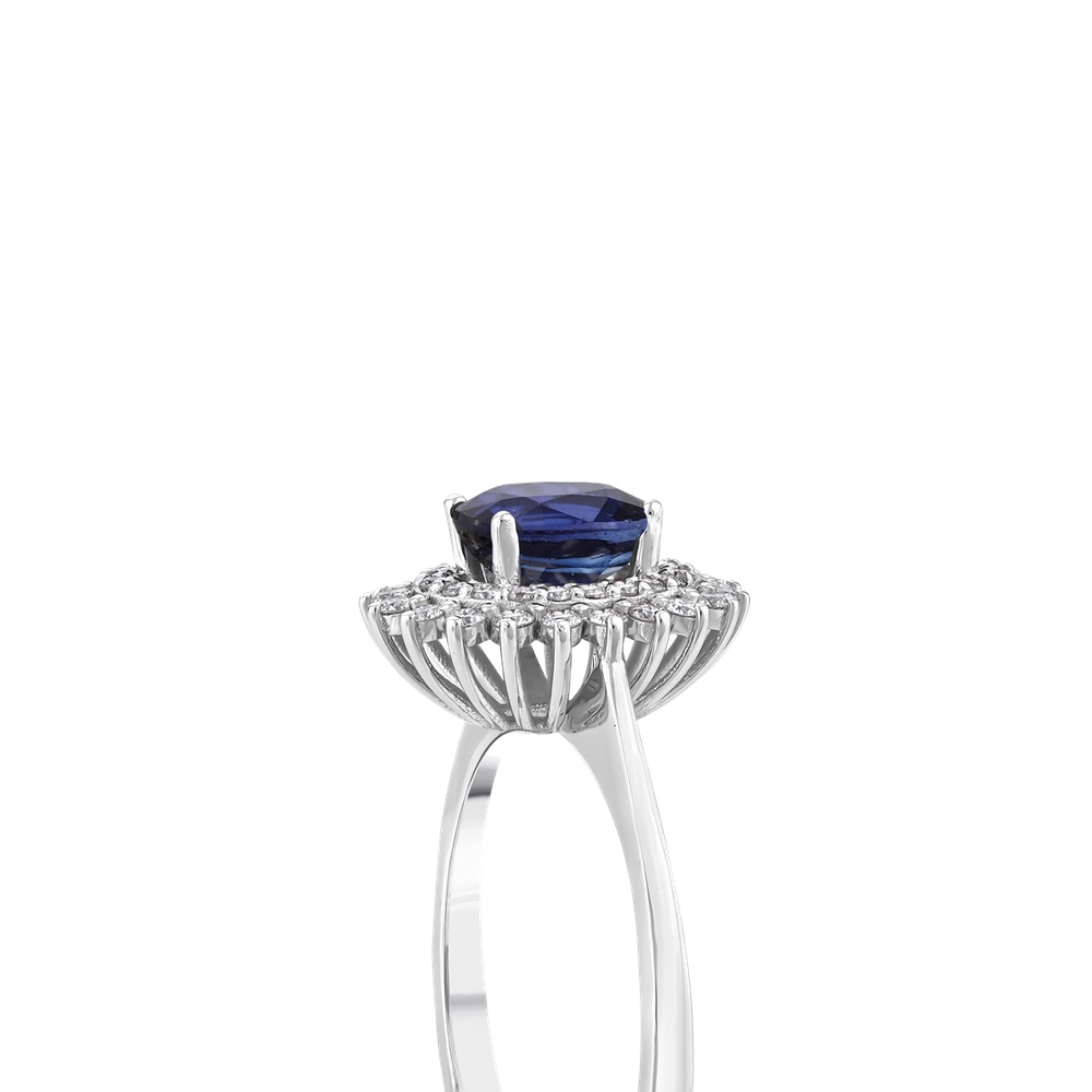 Pırlanta Safir Oval Yüzük